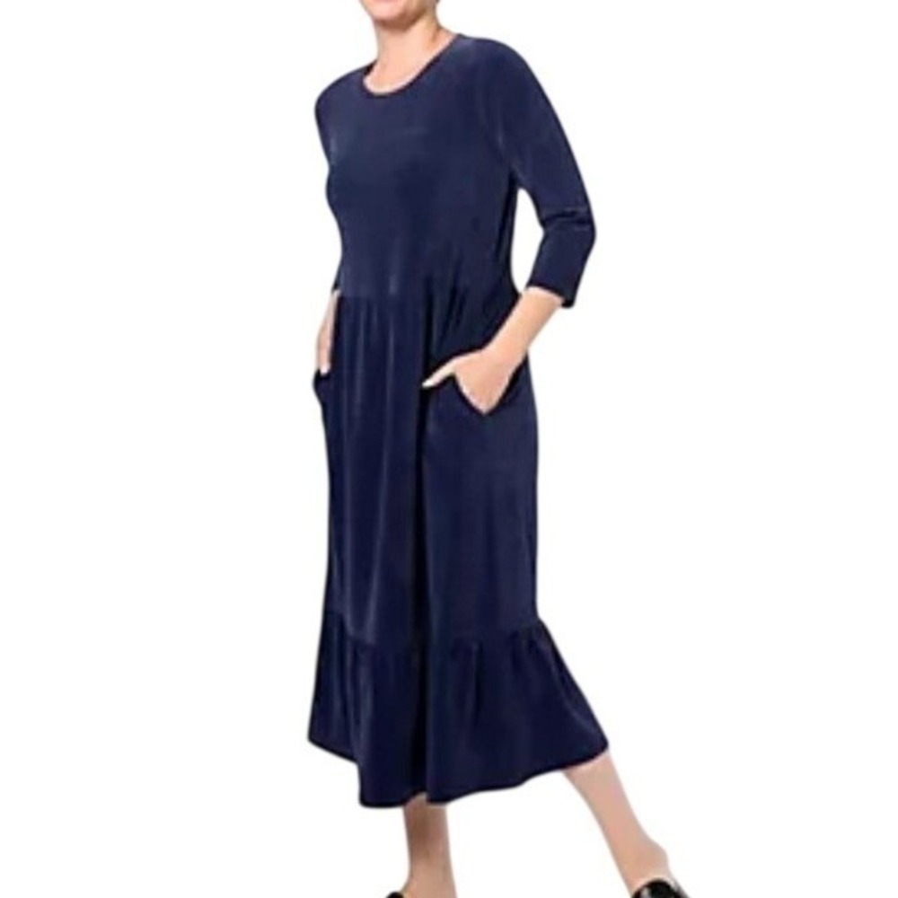 Denim & Co.Womens LARGE P Corduroy Tiered Cottagecore Teachercore Dress Pockets‎